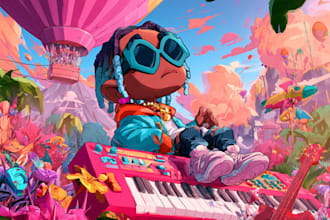 design colorful cartoon album cover art