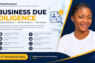 conduct business due diligence, company verification, director research