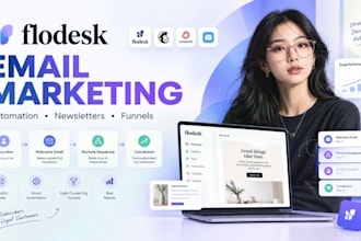 set up flodesk email marketing, automation, newsletter and funnels