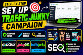 set up traffic junky campaign, design banners, exoclick,  juicyads, SEO