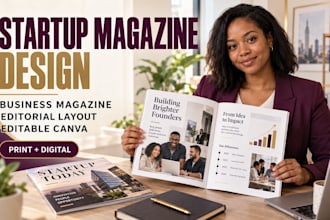 design a startup magazine or branded business magazine in canva