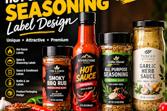 create unique hot sauce, spice and seasoning label designs