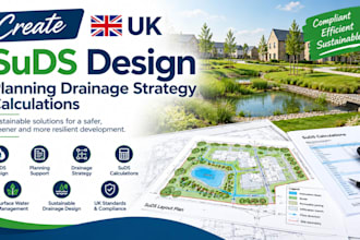 provide UK suds design suds report flood risk drainage plan and assessment