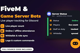 build a fivem or game server discord bot with live player tracking