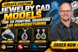 create custom jewelry cad models for 3d printing, rendering and manufacturing