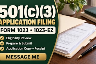 prepare and file your 501c3 application using form 1023 or 1023 ez
