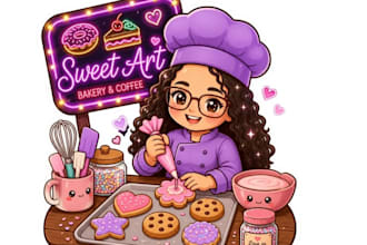 design a retro cartoon mascot bakery logo with vintage charm