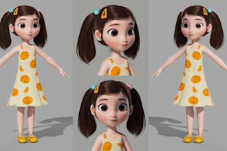 3d cartoon character modeling and rigging for unity or unreal 3d game character