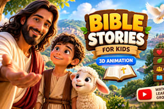 create faith based kids bible story videos in 3d pixar style ai animation