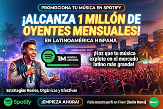 promote your spotify music to 1m monthly listeners in spanish latin america