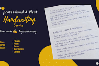 write your text, notes, and quotes in neat handwriting
