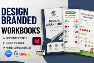 indesign branded workbook, course workbook montesorri kindergaten worksheet