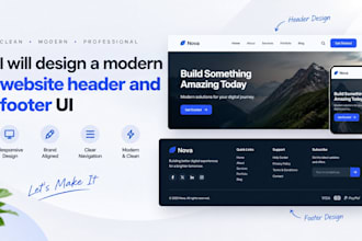 design a modern website header and footer UI
