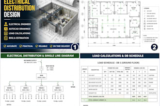 electrical systems, drawings and load calculations and boq