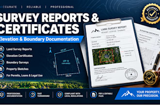write land survey reports, elevation certificates, cert letters