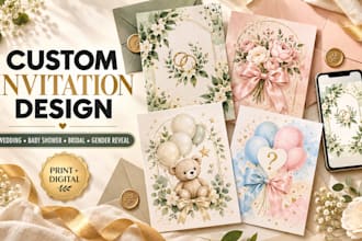 design  a wedding invitation card baby shower bridal shower gender reveal