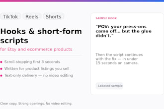 write tiktok reels shorts hooks for your etsy product