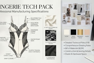 design fashion lingerie swimwear underwear tech pack bikini flat sketches