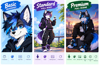 draw custom furry art, fursona, furry oc, anthro and character design
