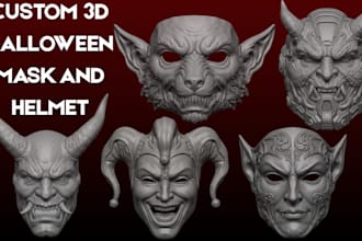 design custom halloween 3d cosplay mask, 3d helmet, oni mask stl for 3d printing