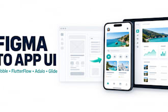 convert figma to bubble flutterflow adalo or glide app screens firebase