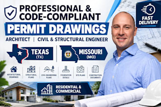 architect, civil and structural engineer drawings for missouri and texas permit