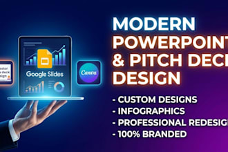 design, redesign powerpoint, pitch deck, canva presentation and google slides