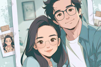 draw custom anime portrait or couple illustration from photo