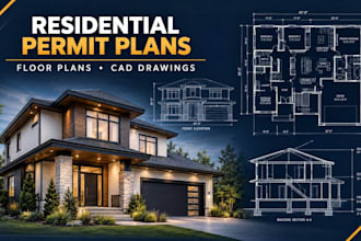 design residential construction permit plans, floor plans and cad drawings