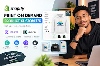 setup print on demand product customizer zepto kickflip shopify customily