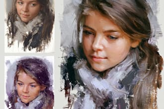paint a realistic portrait with rich oil textures