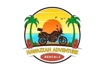 make tropical island themed logo for a hawaii rental company