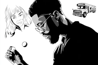 draw custom line art and silhouette stencil art illustration