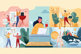 draw vectorised, modern, flat illustrations