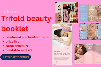 design beauty trifold brochure price list salon treatment menu spa booklet