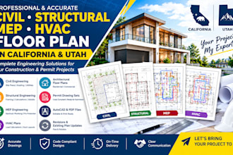 civil structural engineer mep hvac floor plan in california utah yukon