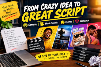 write creative comedy script, funny meme, movie script, spicy romance script