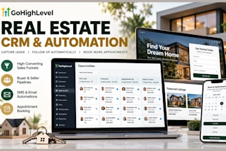 setup gohighlevel crm automation and salesfunnel for real estate agents