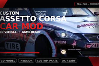 create custom assetto corsa car mod 3d vehicle and game ready car