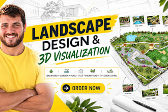 design landscape, backyard, garden, kitchen, frontyard, pool and render images
