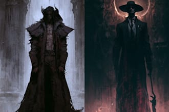 draw a detailed gothic line art and dark illustration