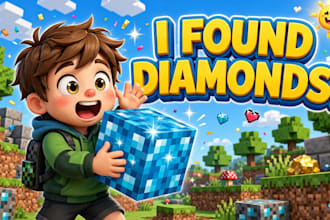 design cartoon 3d gaming thumbnail for kids gaming channel