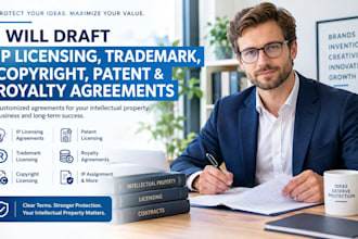 draft IP licensing agreement, trademark, copyright, patent and royalty agreement
