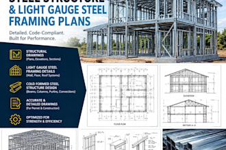 design cold formed steel structure and light gauge steel framing plans