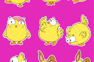 design adorable cartoon animal stickers