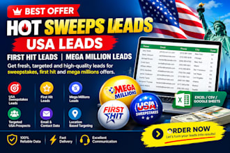 give best offer hot sweeps leads, USA leads, first hit leads, mega million leads