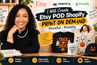 create esty pod shopify print on demand printful printfy halloween design