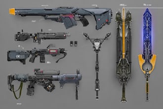 high quality weapon concept art for gaming and more