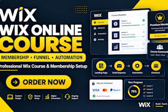 create wix online course website, sales funnel, membership setup, wix studio