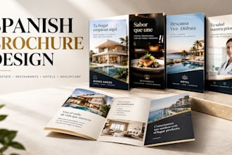 design modern spanish brochure for real estate, restaurants, hotels, healthcare